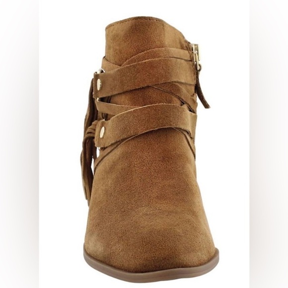 Franco Sarto size 8 brown Suede booties with Buckeyes and tassels zipper side - Picture 2 of 9